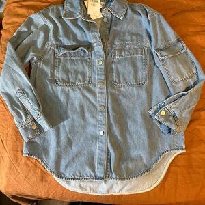 NWT Aligne Light blue denim button down overshirt